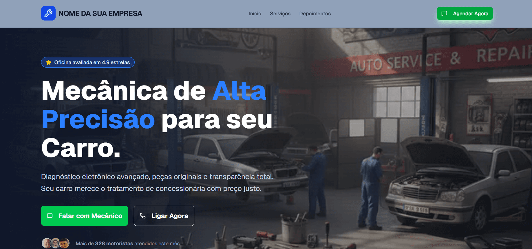 Preview do modelo Landing Page